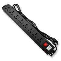 1u Pdu 8เต้าเสียบปลั๊กไฟป้องกันไฟกระชากที่มีสายไฟต่อยาว250V 10a 2500W สำหรับ19นิ้วไฟชั้นวางเซิร์ฟเวอร์