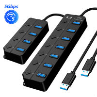 USB HUB 2.0 4/7 พอร์ตหลาย Expander USB 3.0 Hub พร้อมสวิตช์ USB Splitter Hub ใช้อะแดปเตอร์คอมพิวเตอร์อุปกรณ์เสริม-gdsflkhsbldvsd