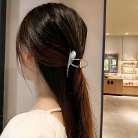 YUANGANG เรียบหรู วินเทจ โอปอล อารมณ์ Barrettes ขนาดใหญ่ คลิปปลาฉลาม คลิปปูขน ที่รัดผมเกาหลี กรงเล็บผมผู้หญิง