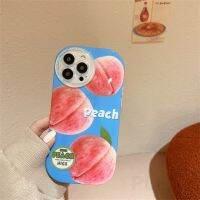 {Doudou Plush} เคสสำหรับ Apple iPhone โทรศัพท์ลายพีชสีชมพูในฤดูร้อนที่น่ารัก14 11 12 13 Pro Max 14pro Iphone13เคสนิ่มเคสห่อหุ้มผู้หญิง