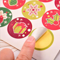 1200pcs 3.6cm Round Sticker Student Stationery Merry Christmas Snowflake Tree Party Decoration Baked Food Packaging Sticker