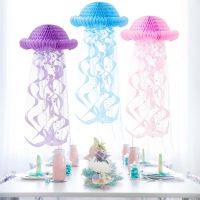 44แมงกะพรุนรังผึ้งโคมไฟกระดาษเด็ก Mermaid Theme วันเกิดตกแต่ง DIY ภายใต้ Sea Party Ocean Creatures Party Supplies