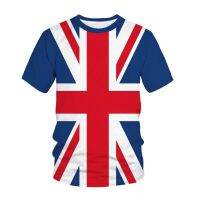 COD SDFGERTYTRRT 【New】UK Flag T-Shirt Union Jack 3d Print Mens Womens Kids Oversized T-Shirts Simple Casual
