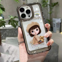 For IPhone 14 Pro Max IPhone Case Thickened TPU Soft Case Clear Case Shockproof Little Bear Girl Compatible with For IPhone 13 Pro Max 12