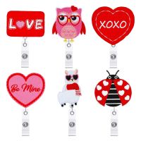 6 Pcs Valentines Day Badge Reels Retractable Office Products Nurse Badge Reel Valentines Day Gift Badge Holders for Her