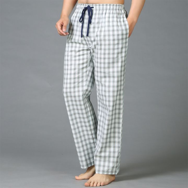 cozy-100-knit-cotton-sleep-bottoms-mens-simple-sleepwear-pants-summer-casual-plaid-mens-pants-home-trousers