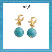 OR09009 [มิสซิส] ต่างหูรูปปลาดาวลวดลายทองประดับเทอร์ควอยส์สีฟ้า ตัวเรือนเงินชุบทอง - [miSiS] Gallipoli Earrings in 18kt Gold plated sterling silver