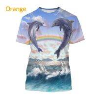 Dolphin Summer Funny New Animal T-shirt 3d Printing Personality Hip-hop Dolphin Unisex Casual Round Neck Sports T-shirt 2023 new popular