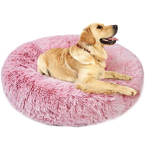 Aurako Pet Bed Dog Bed Pad Cat Round Cushion Comfortable Pillow Ultra Soft Plush Donut Sofa Machine Washable Mat with Waterproof and Anti-Slip Bottom Pet Cuddle Beds for Jumbo Large Medium Dogs Cats 