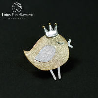 Lotus Fun Moment Real 925 Sterling Silver Handmade Fashion Jewelry Lovely Princess Bird Design Brooches Pin Broche For Women