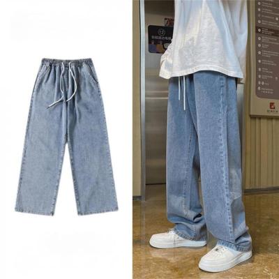 กางเกงยีนส์ขาตรงสำหรับผู้ชาย,กางเกงชุดลำลองย้อนยุคเอวยางยืดกางเกงกางเกงทรงหลวมกางเกงขนาดพิเศษ S-3XL