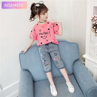 AISAMEFE สาวเสื้อยืดแขนสั้นฤดูร้อนใหม่เด็กผ้าฝ้ายรอบคอบางก๊าซต่างประเทศด้านบนแฟชั่นเด็กครึ่งแขนการ์ตูน