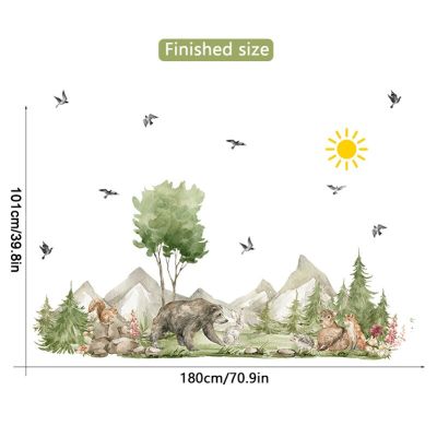 สัตว์สติกเกอร์ติดผนังห้องนอนสำหรับห้องเด็กเด็กขนาด180X101ซม. สถานที่เลี้ยงเด็กเด็กทารกสติ๊กเกอร์ไวนิลการตกแต่งบ้านวอลล์เปเปอร์ตกแต่งห้อง
