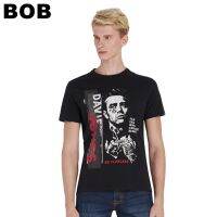 BoB-DAVIE JONES เสื้อยืดพิมพ์ลาย สีดำ Graphic Print T-Shirt in black TB0172BKSMLXL-3XL unisex #polo