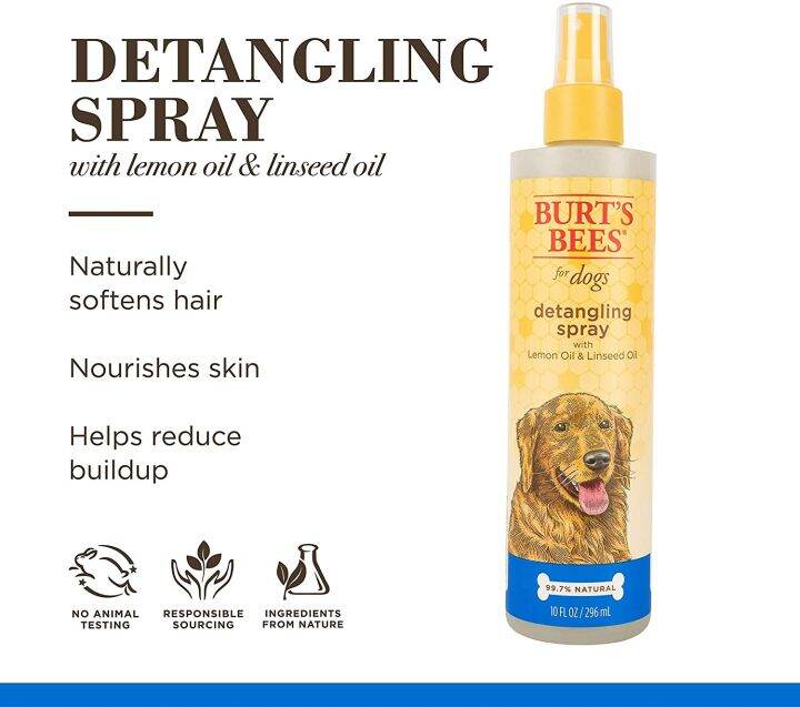 [PREORDER] DETANGLING SPRAY FOR DOGS WITH LEMON OIL AND LINSEED OIL 10 FL OZ (296 ML) BY BURT'S
