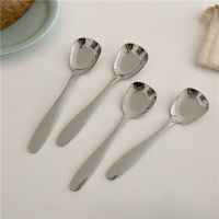 ✙☂☃ Household 304 Stainless Steel Square Head Spoon Simple Ins Style Western Food Spoon Public Spoon Advanced Sense Rice Spoon Coffee Spoon