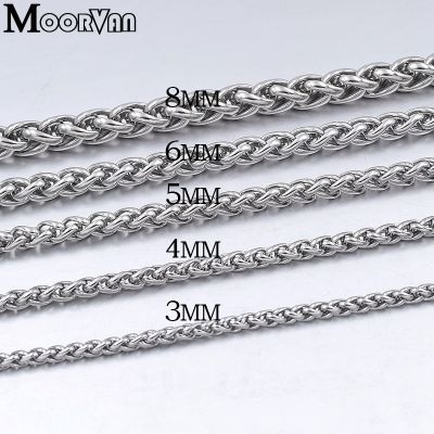 【CW】Moorvan Men Necklace Stainless Steel Boys Jewelry 40cm-90cm Braided Link Wheat Chain Necklace Women punk rock biker gift VN347