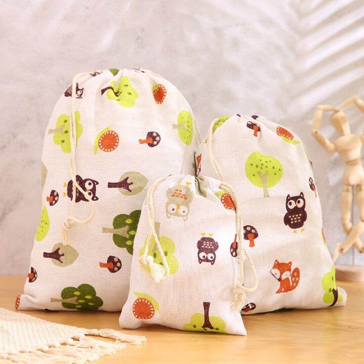 ready-stock-korean-cotton-linen-gift-storage-bag-drawstring-travel-clothes-toy-organize-cloth-bag