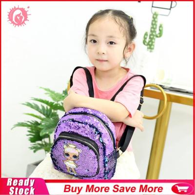 กระเป๋าเป้เดินทางแบบน่ารักผู้หญิงเลื่อมเด็กสาวพิมพ์กระเป๋าสะพายหลังโรงเรียน (สีม่วง)