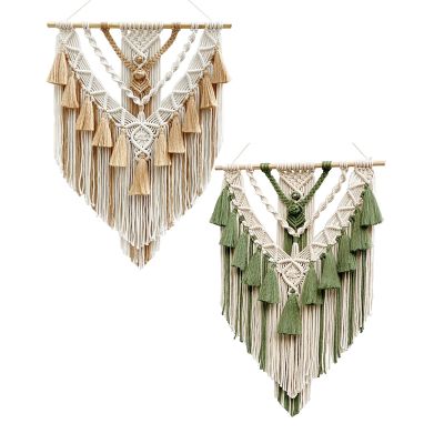 Hand-Woven Color Macrame Wall Hanging Ornament Bohemian Craft Decoration Gorgeous Tapestry for Home Livingroom Decor