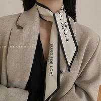 ⊕   BLIND FOR LOVE  Long Women Scarf Fashion Hair Bands Chic Silk Letter Print Bag Ribbon Scarf Warps Foulard Neckerchief