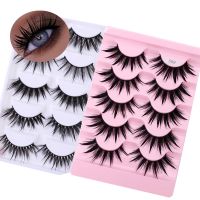 New 5 Pairs Wet False Eyelashes Naturally Wear False Eyelashes Everyday Sharp Tail Thick Simulation Cross Makeup Lashes