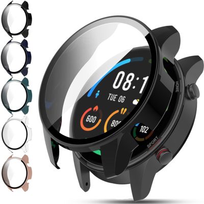 Hard PC Frame Case for Xiaomi Smart Mi Watch Color Sports Edition Cover Full Coverage Glass Screen Protector Accessories Picture Hangers Hooks