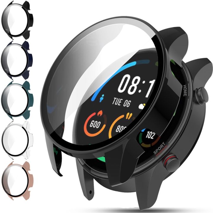 hard-pc-frame-case-for-xiaomi-smart-mi-watch-color-sports-edition-cover-full-coverage-glass-screen-protector-accessories-picture-hangers-hooks