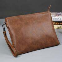 New Simple Clutch Bag Korean Mens Handbag Crazy Horse Leather Mens Bag Business Handle Envelope Bag File Bag