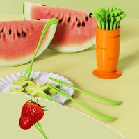 30pcs Fruit Fork Cute Carrot Shape Dessert Forks Durable Appetizer Tableware Salad Eating Comfortable Grip Gadget Supplies