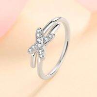 Silver 0.15 Carat Passed Diamond Test Excellent Cut Diamond Test Past Micro D Color Moissanite Bow-knot Ring Luxury Wedding RIng