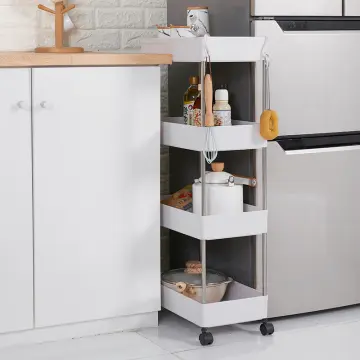 3/4 Layer Gap Bathroom Storage Rack Fridge Side Shelf Removable with Wheels  4-Tier Kitchen Storage Rack - China Kitchen Shelf Rack and Shelf Rack price