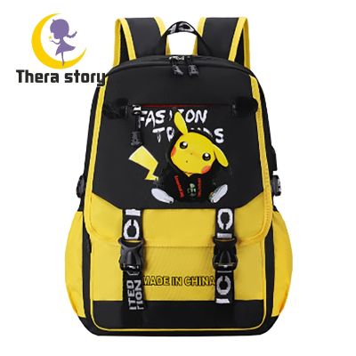 TH กระเป๋าเป้นักเรียน กระเป๋าปิกาจู Pikachu สุดน่ารัก น้ำหนักเบา ป้องกันกระดูกสันหลัง กระเป๋าเป้สะพายหลัง กันน้ำ