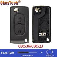 OkeyTech 2ปุ่มสำหรับ Peugeot 307 3008 5008 807 Flip Floding ซองใส่กุญแจ Citroen C2 C3 C4 C5 C6 C8เคส Mobil Remote Control