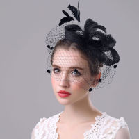 HT1776 Elegant Feather Fascinator Women Big Headband Fedora Hats Wedding Bridal Women Party Hat Female Solid Church Hat Fedoras