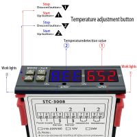 ‘；。、】= STC-3008 Dual Digital Temperature Controller Two Relay Output Thermostat Heater With Probe 12V 24V 220V Home Fridge Cool Heat