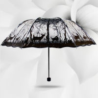 Fashion Rose Beautiful Transparent Umbrella Japan Womens Folding Umbrellas Rain Women parapluie Lace parasol female Rain Gear