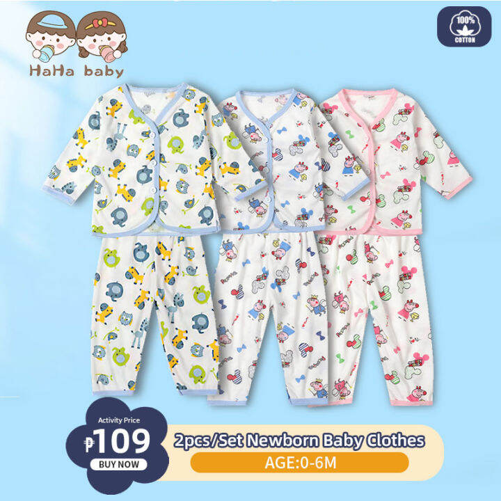 HAHA BABY Newborn Clothes Set Long sleeves Homewear for Newborn 100