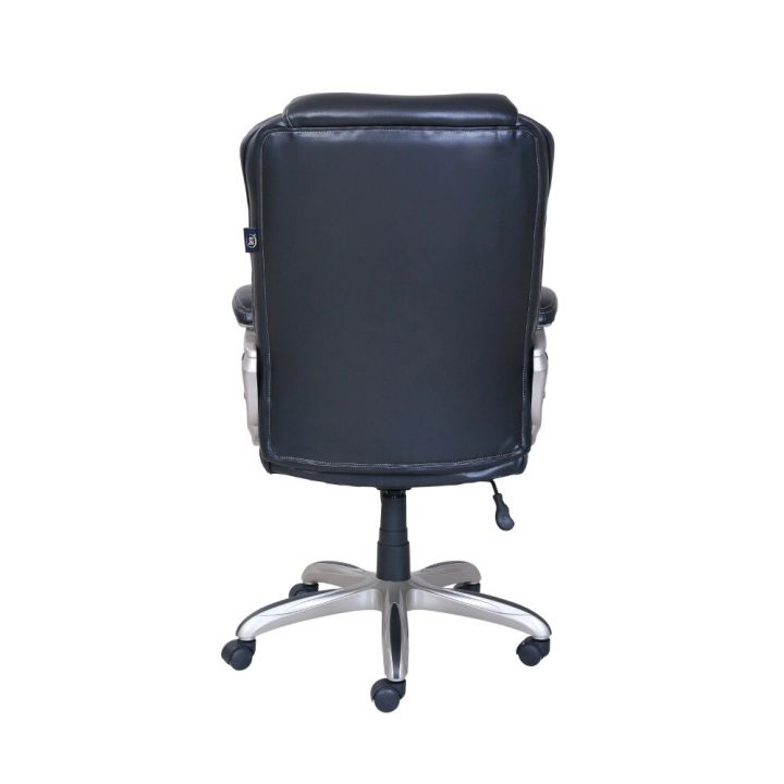 เก้าอี้สำนักงานหนังที่ถูกผูกมัดเชิงพาณิชย์มีโฟมจำรูปเก้าอี้เล่นเกมสีดำ