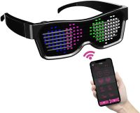 LED Glasses Bluetooth APP Control Programmable Text USB Charging Display Glasses Nightclub DJ Festival Party Glowing Toy Gift