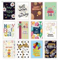 ✸☄► n4rn 12 pçs/set cartão de feliz aniversário cartões para envelope grandes conjunto adultos e crianças escrita bênção 10x15cm