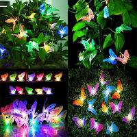 2030 Christmas Decorations for Home Led Solar Powered Butterfly Fiber Optic String Lights Waterproof Outdoor Garden New Year