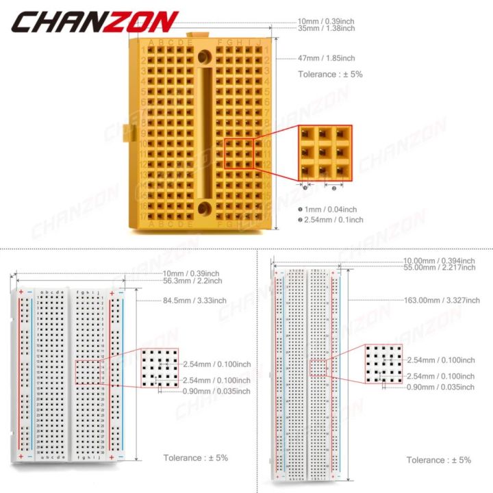 yf-170-400-830-tie-points-solderless-breadboard-mb-102-bb-801-syb-170-prototype-pcb-dupont-test-bread-board