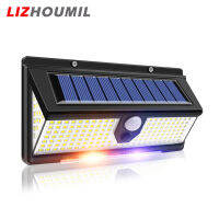 LIZHOUMIL 190led โคมไฟผนังพลังงานแสงอาทิตย์พร้อมลานโหมดการทำงาน4แห่งตกแต่งไฟสวนกลางแจ้งกันน้ำ