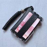 【Layor shop】 BiPtyDam Rfid Carbon Fiber Card Holder Men Slim Minimalist Wallet Cow Leather Tactical Bank Credit Cardholder Smart Badge Holder