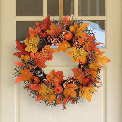 Maple Wreath Berry Wreath Artificial Wreath Pine Cone Wreath Halloween Wreath Christmas Wreath Autumn Door Wreath