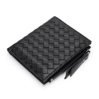 Women Purse Leather Woven Luxury Design Short Full Leather Folding Clip multi-card Large Capacity Portable Leather Zipper Wallet