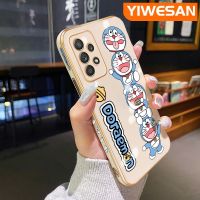 YIWESAN เคสปลอกสำหรับ Samsung Galaxy A52 4G A52 5G A52s 5G ลายการ์ตูนโดราเอมอนบางหรูหราชุบเคสโทรศัพท์ขอบสี่เหลี่ยมลวดลายนิ่มคลุมทั้งหมดป้องกันเลนส์กล้อง