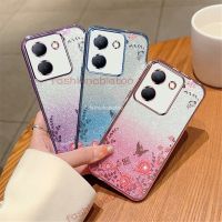 สำหรับ Vivo Y36 Y27 Y02T Y22s Y35 Y78 Y 36 Y 27 Y 02T Y 16 Y 22S Y 35 Y 78 4G 5g เคสเคสมันเงาเคลือบบางพิเศษดอกไม้ไล่ระดับสีซิลิโคนนิ่มป้องกันด้านหลังผู้หญิง