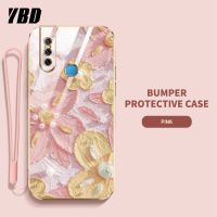 YBDเคสสำหรับโทรศัพท์ดีไซน์ใหม่ Vivo V15 V15 Pro โปรเคสชุบน้ำมันเคสลายดอกไม้เคสแถมฟรีสายคล้อง